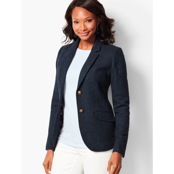 Talbots Jackets & Blazers - Talbots Shetland Aberdeen Blazer Blue Herringbone Lined Vent Women's 6 NWOT